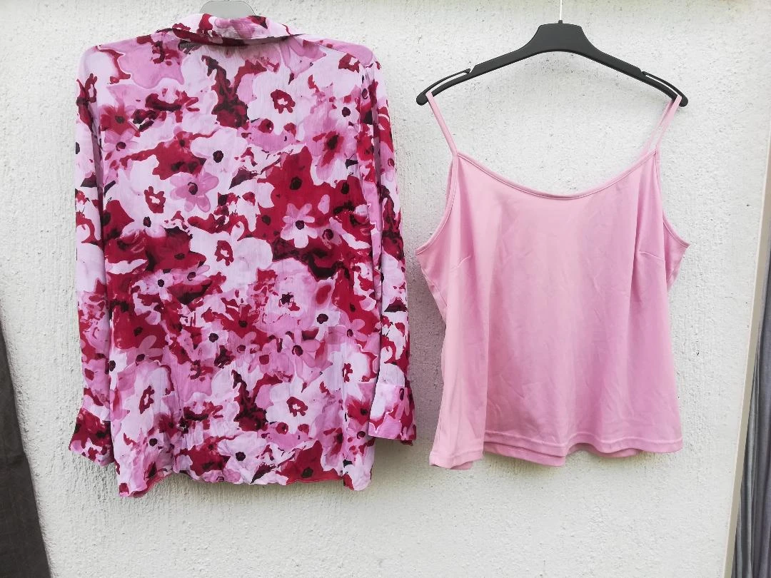 Bloemenoverhemd + Roze tanktop set maat T.L-T.46/48 – photo 5